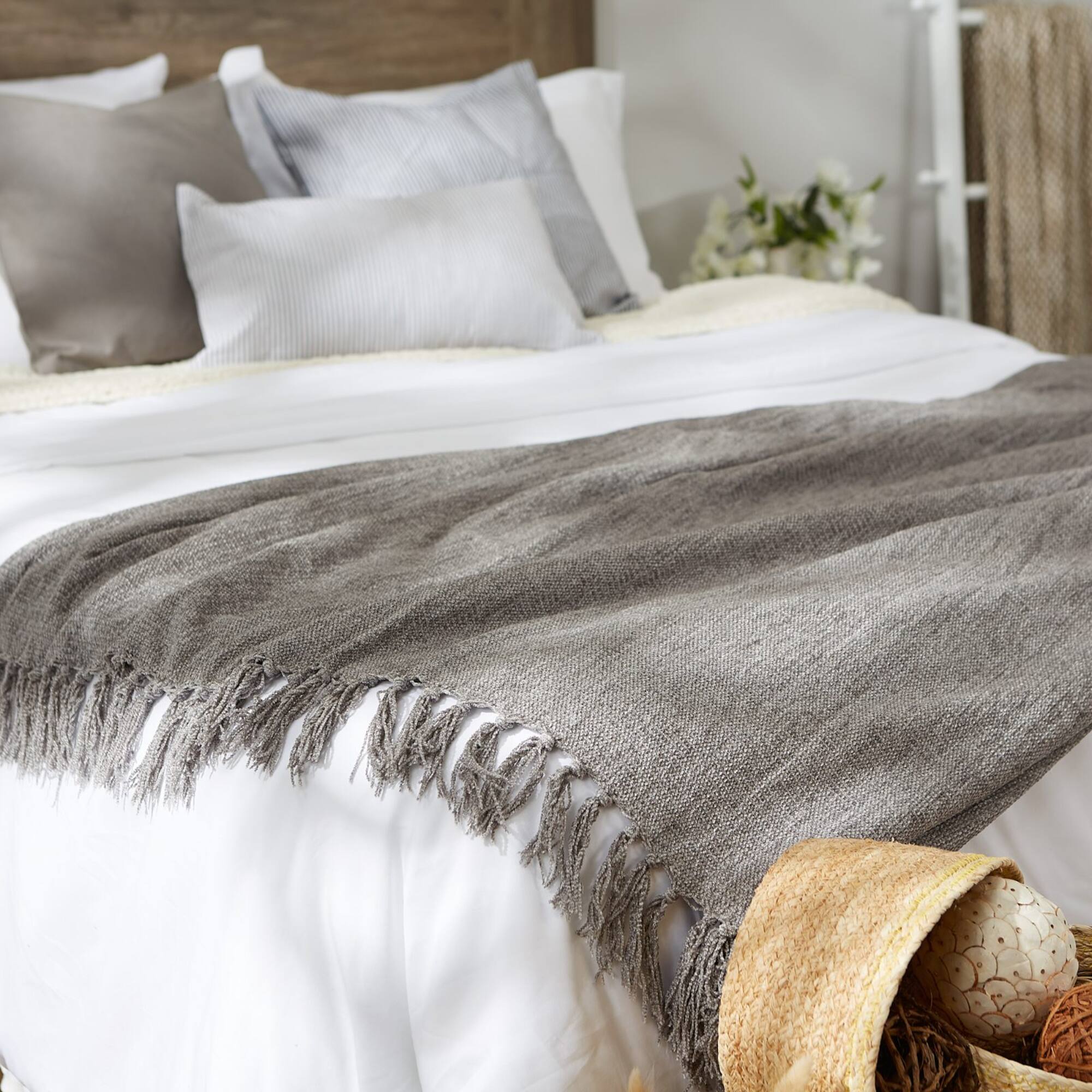 DII® Soft Gray Chenille Throw
